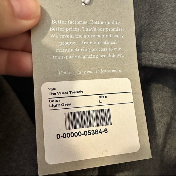 Everlane Wool Cashmere Trench Coat NEW Womens Large Gray - Picture 8 of 9